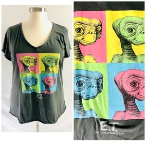 Ripple Junction E.T. Tee Shirt Size 2X Gray V Neck